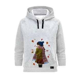 هودی زنانه مدل دختر پاییزی کد J114 رنگ طوسی