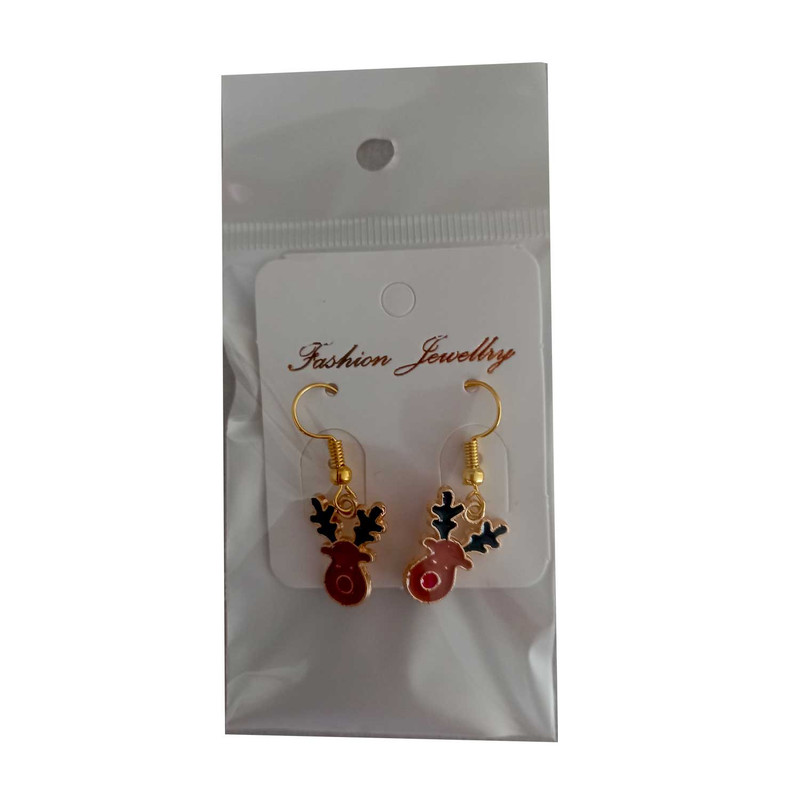 گوشواره دخترانه مدل گوزن یلدایی کد CHRISTMAS-DER-220