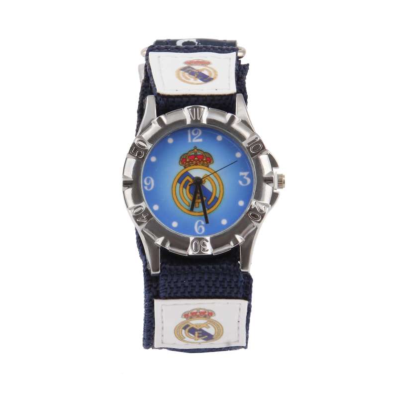 ساعت  مچی عقربه ای پسرانه مدل ورزشی بند کتان چسبی طرح رئال مادرید کد WHK_094
