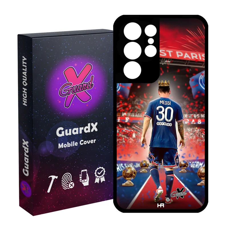 کاور گارد ایکس طرح مسی مدل Glass10377 مناسب برای گوشی موبایل سامسونگ Galaxy S21 Ultra