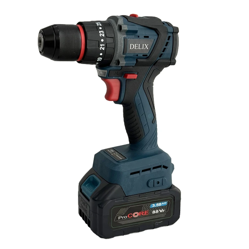 دریل پیچ گوشتی شارژی چکشی براشلس 10 میلیمتری 88 ولت دلیکس کد BR88