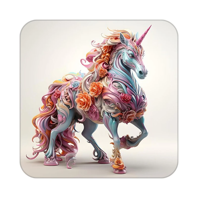 زیر لیوانی کاکتی طرح اسب تک شاخ و یونیکورن مدل mp32525