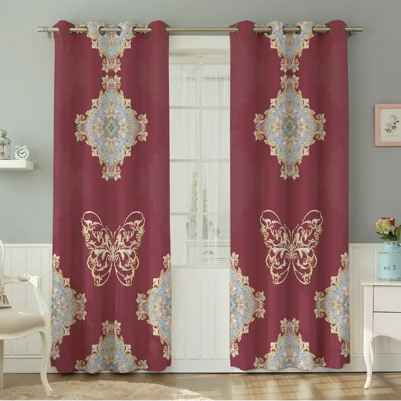 پرده نیروانا طرح سنتی مدل مخمل کد 5252 سایز 140×280 سانتی متر