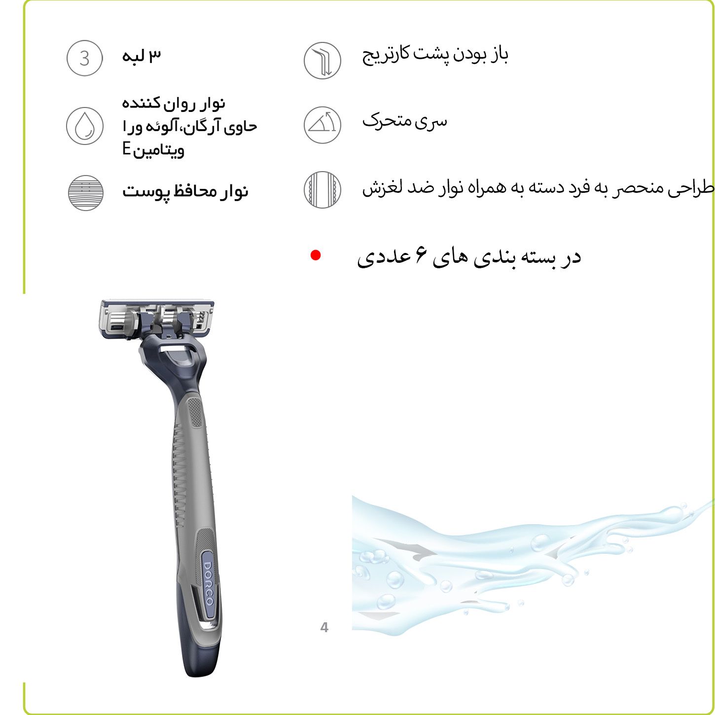 خود تراش دورکو مدل 3 لبه تحت لیسانس بسته 6 عددی -  - 2
