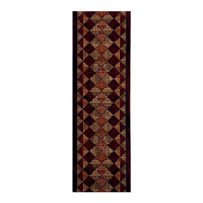 فرش ماشینی 700 شانه فرش هیوا زمینه لاکی حاشیه لاکی مدل چهل تکه