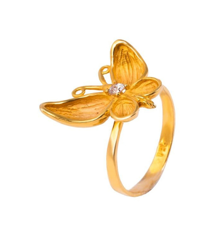 انگشتر طلا 18 عیار دخترانه طرح پروانه مدل DRCC6-16d