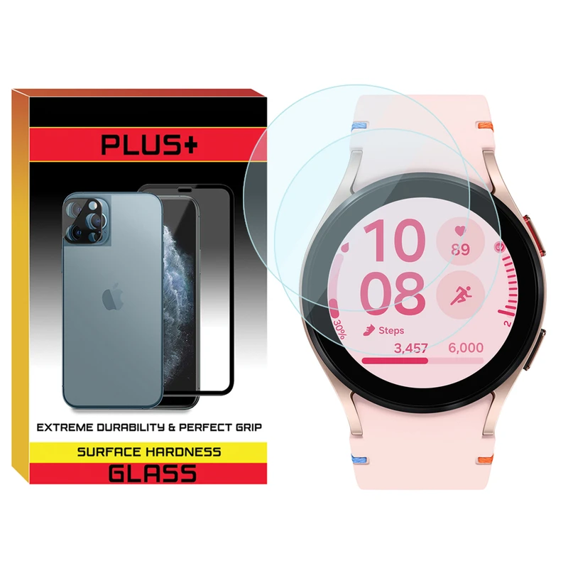 محافظ صفحه نمایش شیشه‌ای پلاس مدل Glass-PL مناسب برای ساعت هوشمند سامسونگ Galaxy Watch FE بسته دو عددی