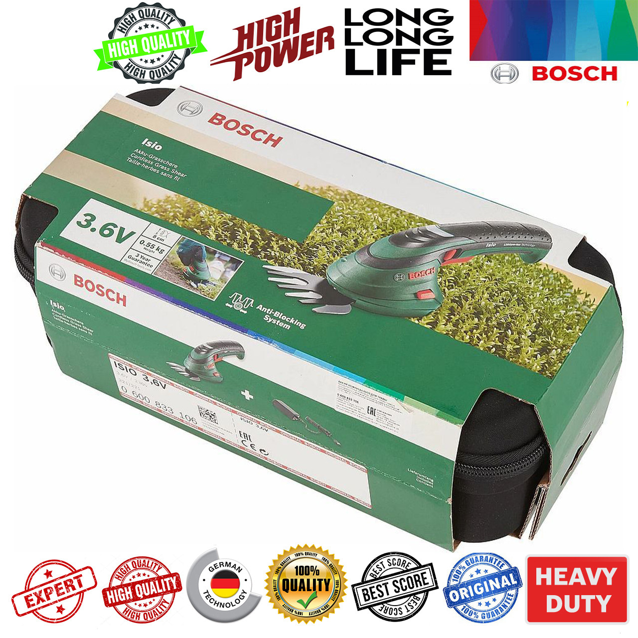 قیچی چمن زن شارژی بوش مدل Bosch Isio 3.6 V