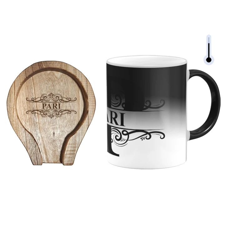 ماگ حرارتی گالری وبفر مدل اسم پری به همراه زیر لیوانی