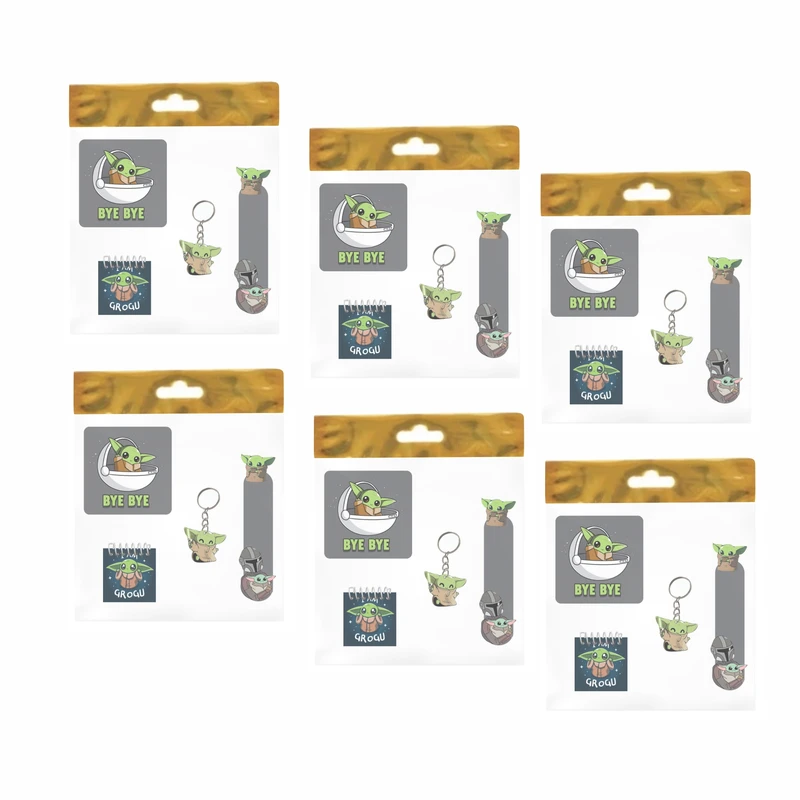 بسته لوازم تحریر مدل  4 تکه چوبی طرح بیبی یودا کد1 مجموعه 6 عددی