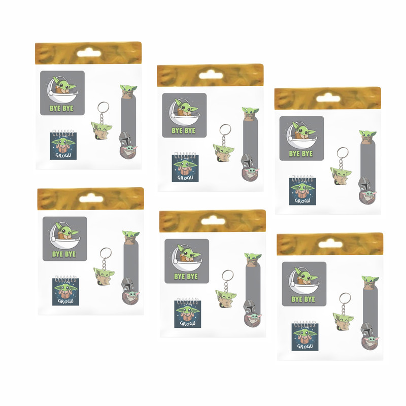 بسته لوازم تحریر مدل  4 تکه چوبی طرح بیبی یودا کد1 مجموعه 6 عددی