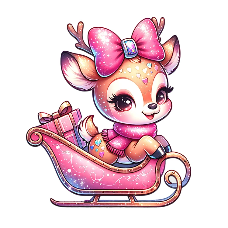 استیکر پارچه و لباس پاد آفرین مدل کیوت فانتزی طرح گوزن کریسمس کد S2703