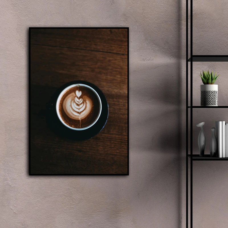 تابلو بکلیت طرح قهوه و کافی مدل B-D2095 فریم مشکی 