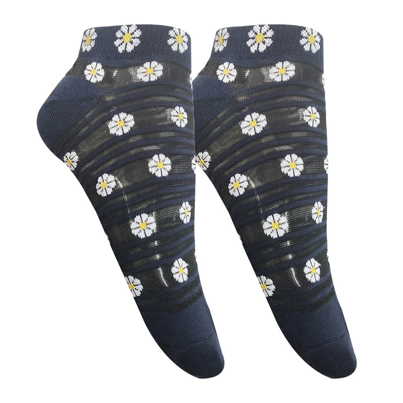 جوراب ساق کوتاه زنانه تن پوش هنگامه مدل شیشه ای گل بابونه کد SO01