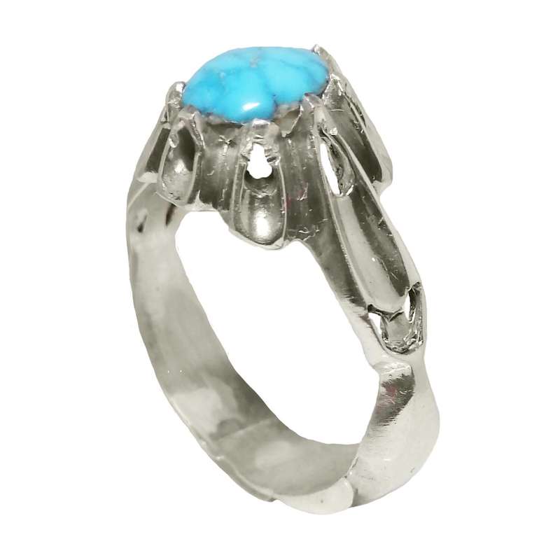 انگشتر نقره مردانه مدل فیروزه نیشابور MFN3016