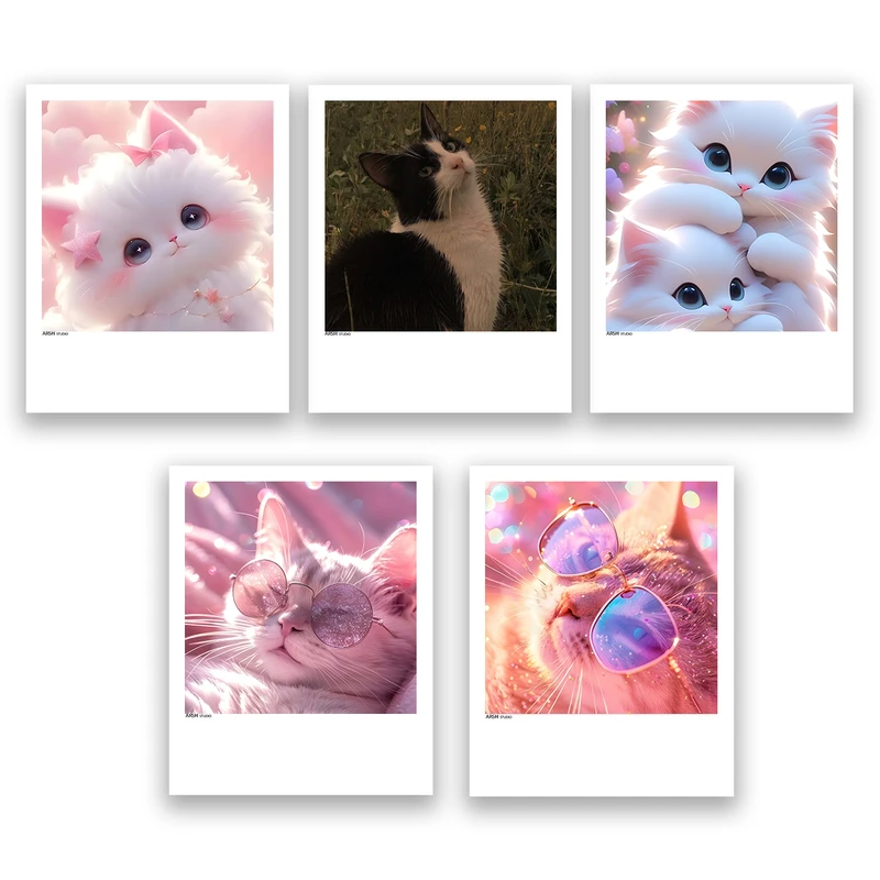 آویز تزیینی عرش مدل فانتزی گربه کد Asa896 مجموعه پنج عددی