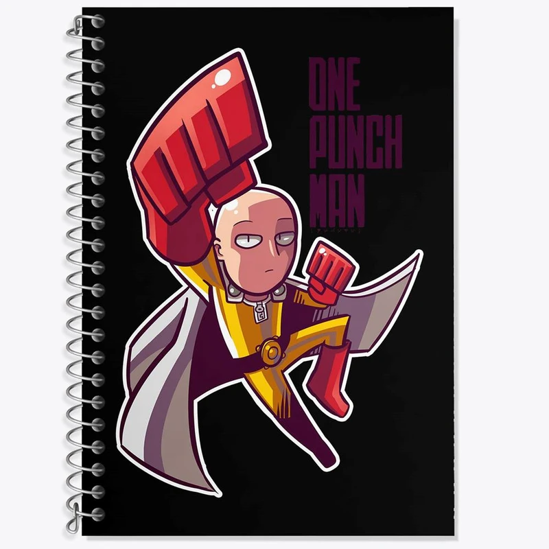 دفتر زبان 50 برگ خندالو مدل دو خط طرح سایتاما انیمه مرد تک مشتی One Punch Man کد 10527