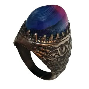 انگشتر نقره مردانه مدل عقیق مفتاح الباب کد AMB212350