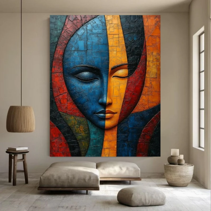 تابلو بوم طرح مخمل  چهره مدل هندسی کد PY1163