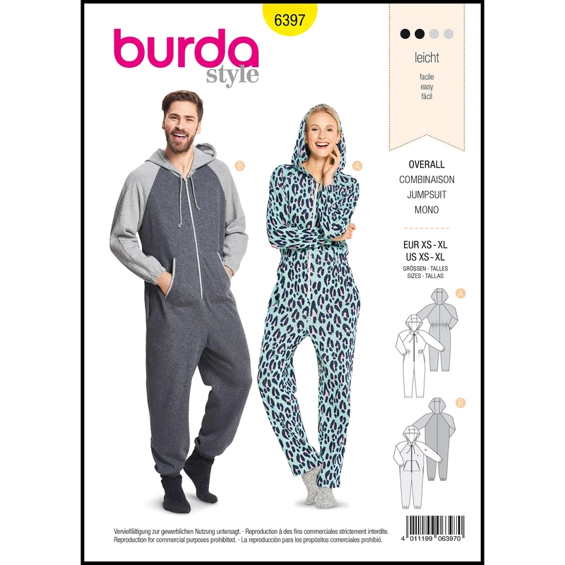  الگوی خیاطی اوورال -سرهمی زنانه و مردانه بوردا استایل کد 6397 سایز 32 تا 50 و 44 تا 56 متد مولر