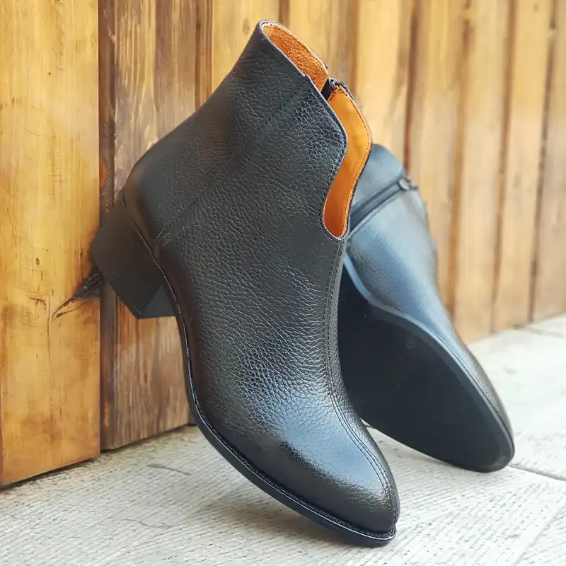 نیم بوت زنانه مدل چرم طبیعی کد 0058 رنگ مشکی