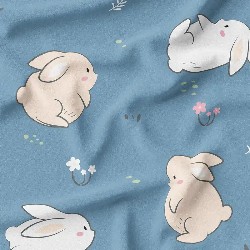 پارچه ملحفه پارچه باما مدل مخمل طرح خرگوش کد 5011906 رنگ سرمه ای