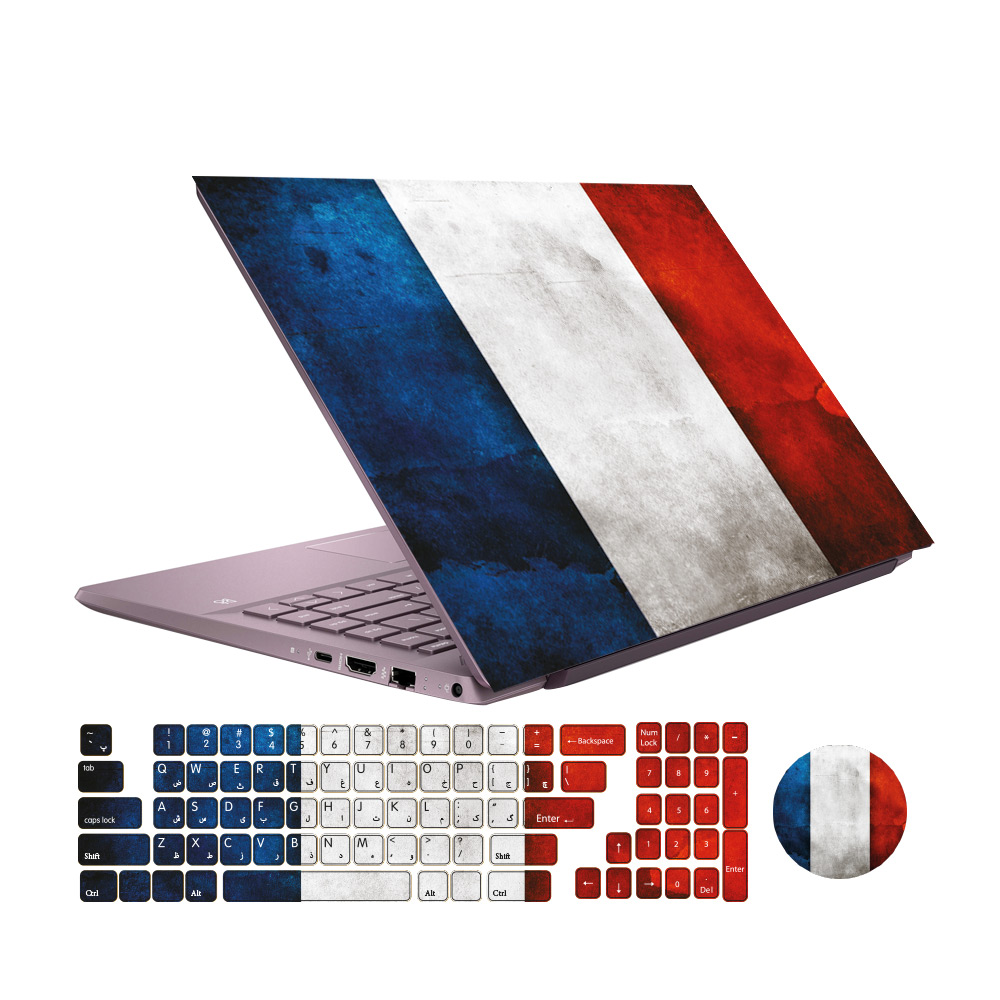 استیکر لپ تاپ گراسیپا طرح فرانسه مناسب برای لپ تاپ 15 اینچی به همراه برچسب حروف فارسی کیبورد