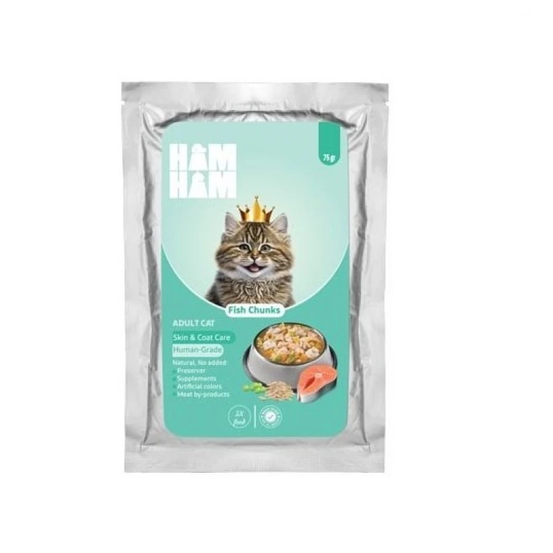 غذای گربه هام هام مدل ماهی چانکی وزن 75 گرم