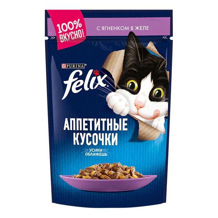 غذای پوچ گربه فلیکس مدل گوشت بره وزن 100 گرم