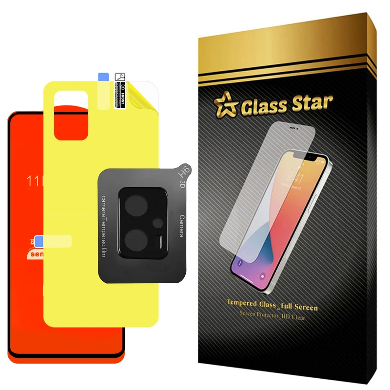 محافظ صفحه نمایش گلس استار مدل 3FNF مناسب برای گوشی موبایل شیائومی Redmi K50i به همراه محافظ پشت گوشی و محافظ لنز دوربین