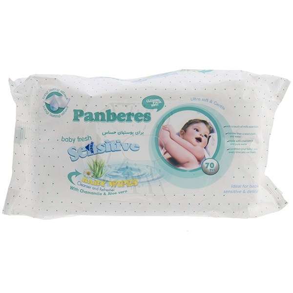 دستمال مرطوب پنبه‌ ریز مخصوص کودک برای پوست‌ های حساس - بسته 70 عددی