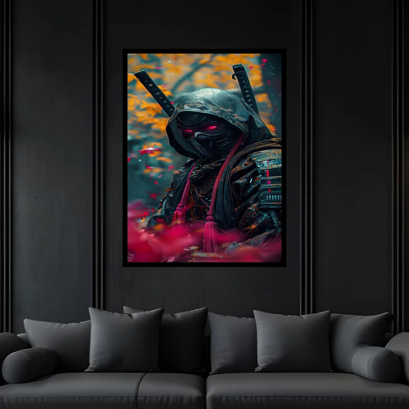 تابلو بکلیت طرح مدرن اکشن خفن سامورایی مدل B-bu6811 فریم مشکی