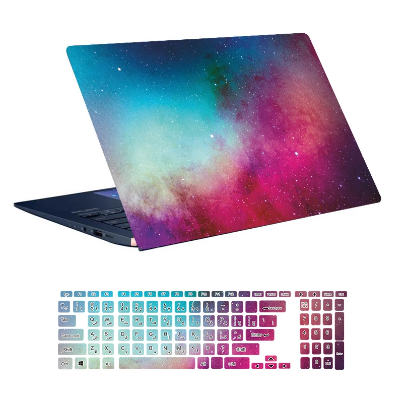 استیکر لپ تاپ توییجین و موییجین طرح Space کد 61 مناسب برای لپ تاپ 15.6 اینچ به همراه برچسب حروف فارسی کیبورد