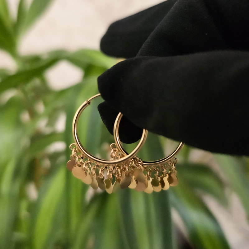 گوشواره حلقه‌ای طلا 18 عیار زنانه گالری رحمانی مدل  پولکی کد 02