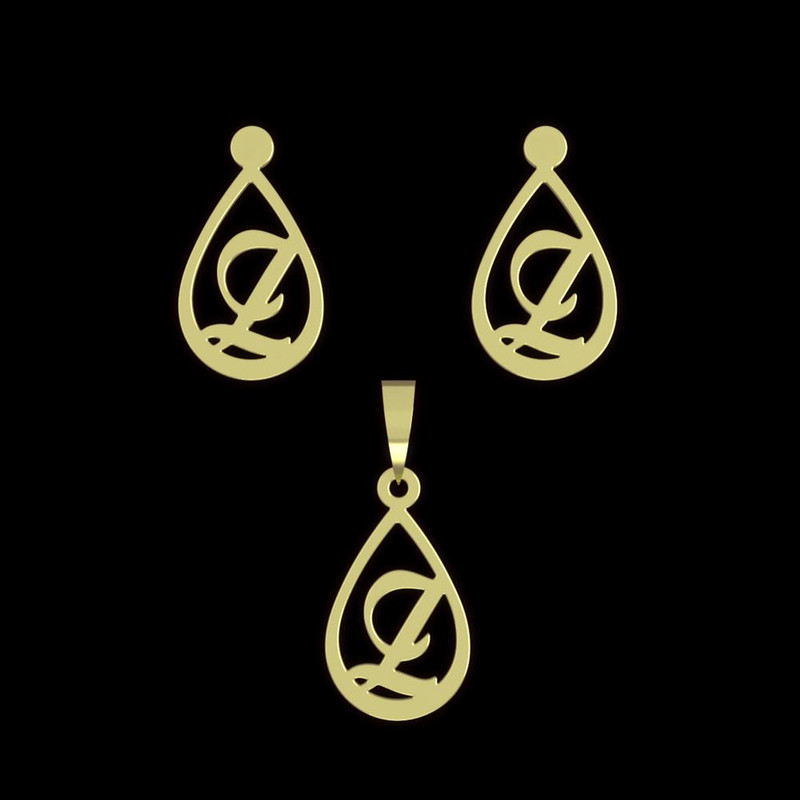 نیم ست طلا 18 عیار زنانه مدوپد مدل حرف l کد NA11249