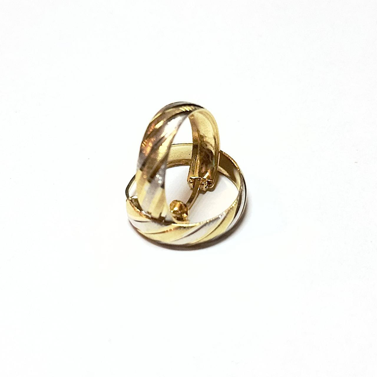 گوشواره طلا 18 عیار زنانه مدل G003 طرح حلقه ای تراش دو رنگ