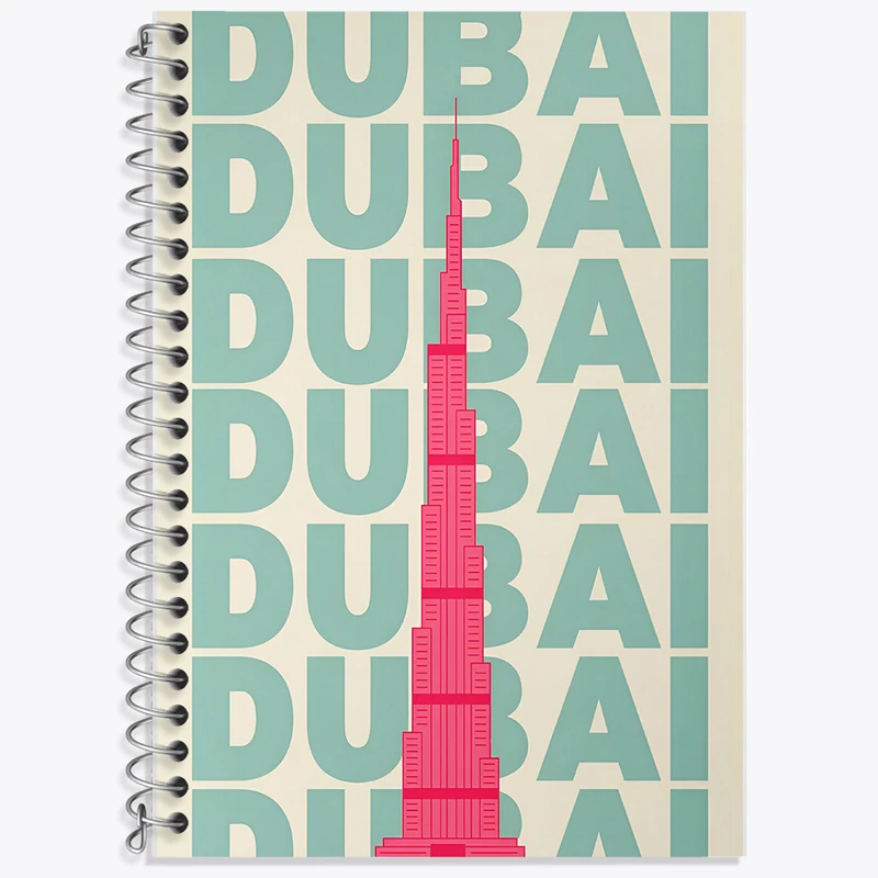 دفتر زبان 50 برگ خندالو مدل دو خط طرح دبی (Dubai) کد F5955