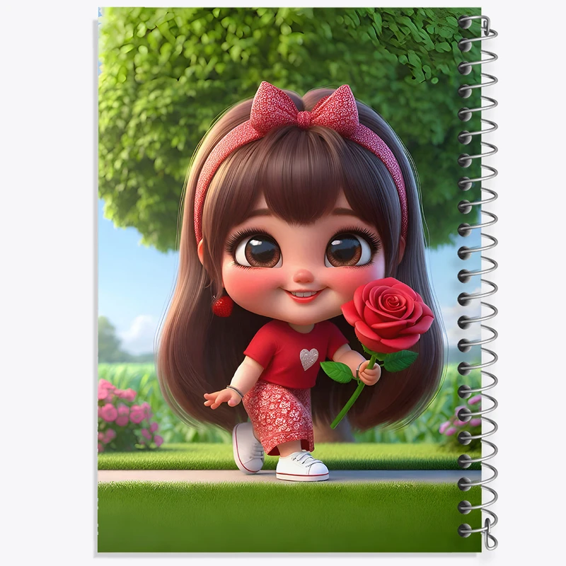 دفتر مشق 50 برگ خندالو طرح دخترانه کیوت کد N4749