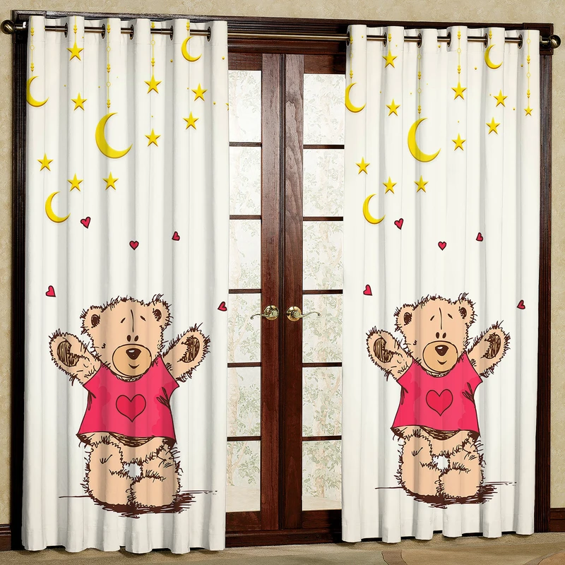 پرده مدل مخمل پانچی طرح خرس کد 4230T2 سایز 200x140 سانتی متر