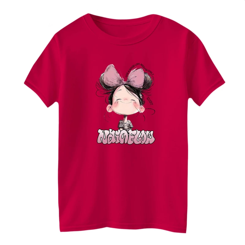 تی شرت آستین کوتاه بچگانه مدل دخترک پاپیونی