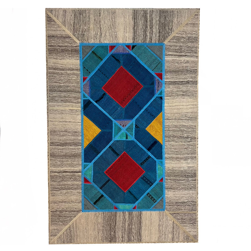 کلاژ گلیم و جاجیم دستباف 1.5 متری مدل قشقایی