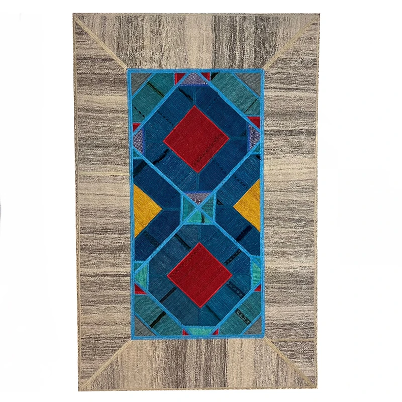 کلاژ گلیم و جاجیم دستباف 1.5 متری مدل قشقایی