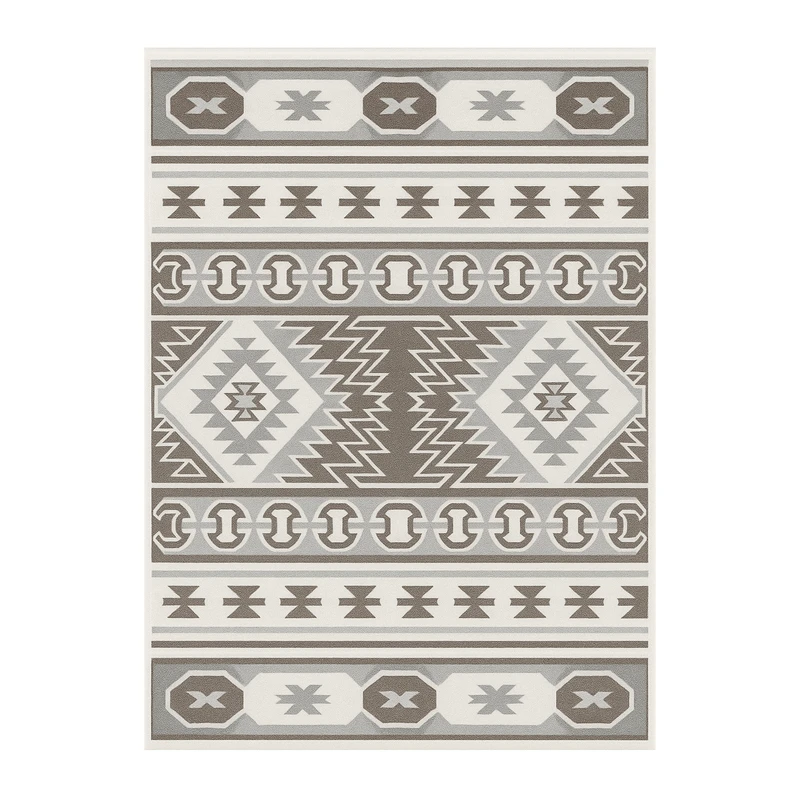 فرش ماشینی 1000 شانه زمینه طوسی حاشیه قهوه ای هانوکس مدل مراکشی کد MHX.003.1