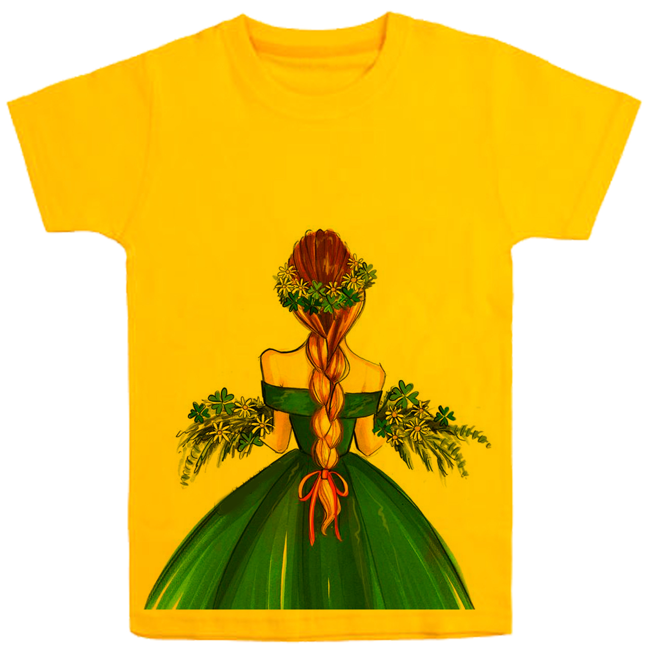 تی شرت آستین کوتاه دخترانه مدل دختر F17 رنگ زرد