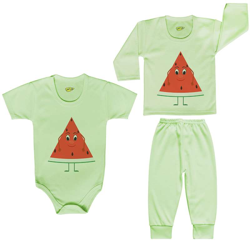 ست 3 تکه لباس نوزادی کارانس طرح هندوانه مدل PRSG-4007