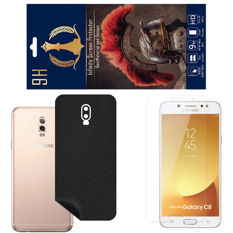 برچسب پوششی اینفینیتی مدل CH مناسب برای گوشی موبایل سامسونگ Galaxy C8 به همراه محافظ صفحه نمایش