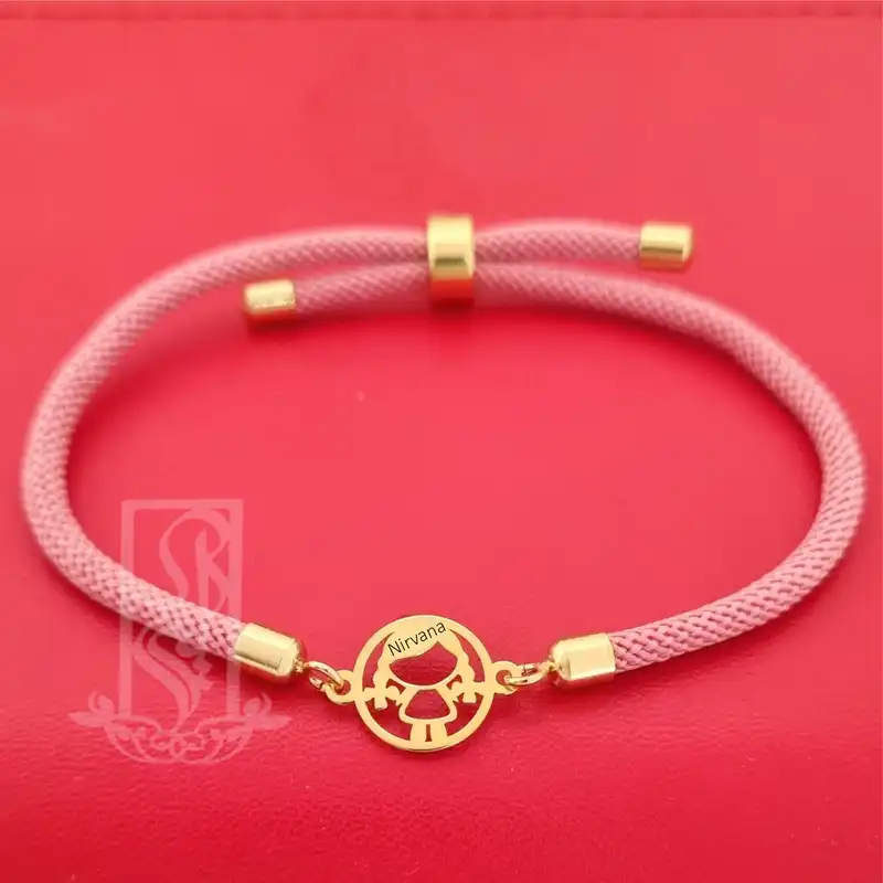 دستبند طلا 18 عیار دخترانه لیردا مدل اسم نیروانا