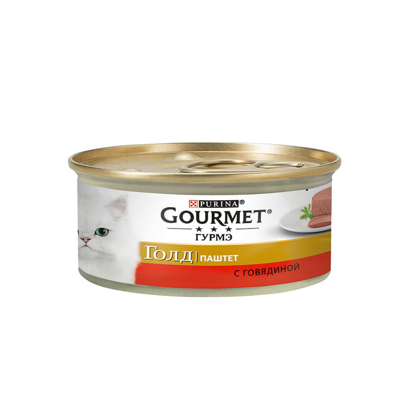 کنسرو گربه گورمت مدل پته گوشت گاو وزن 85 گرم