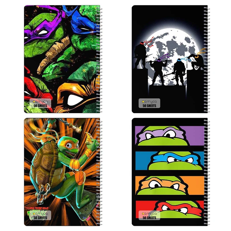 دفتر نقاشي 50 برگ کارنيکا طرح Teenage Mutant Ninja Turtles کد 49528 مجموعه 4 عددی