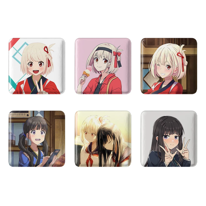 مگنت خندالو طرح انیمه لیکوریس ریکویل Lycoris Recoil کد 1424A مجموعه 6 عددی